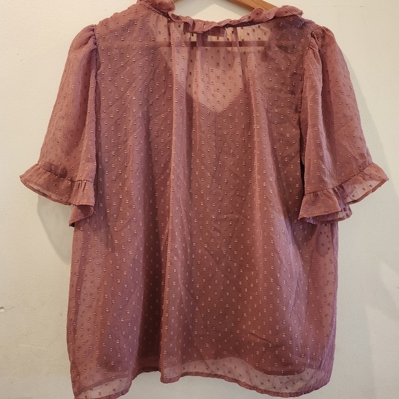 Loft Sheer Polka Dot Chiffon Blouse With Attached Camisole Size Medium - Picture 2 of 5